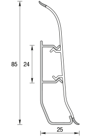 Размеры напольного плинтуса ПВХ с кабель-каналом Идеал ДеЛюкс